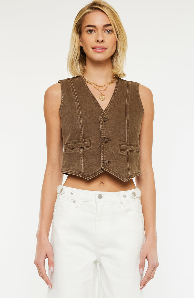 KanCan Vanya V-neck Vest, Main, color, Brown