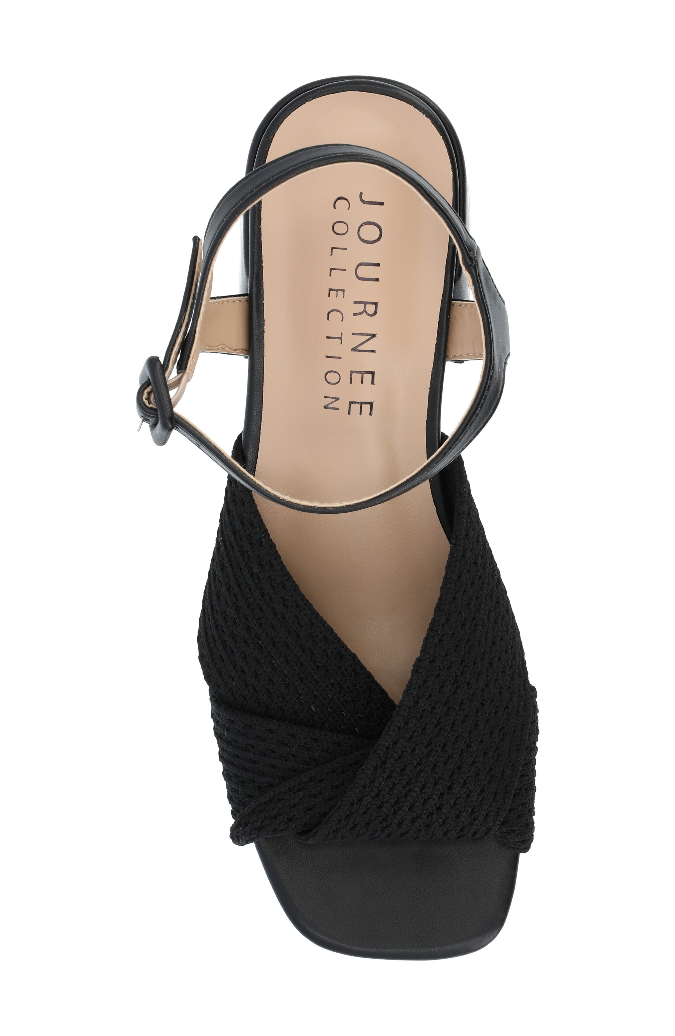 Journee Collection Zerlina Knit Block Heel Sandal, Alternate, color, 