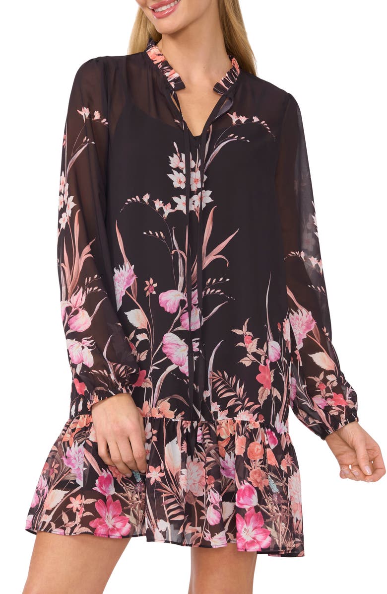 CeCe Floral Print Long Sleeve Dress, Alternate, color,