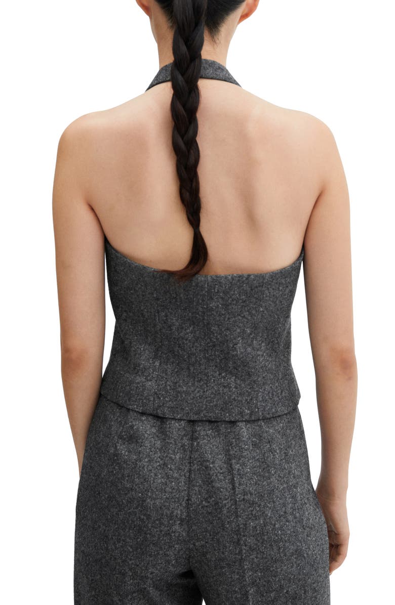 MANGO Rosette Wool Blend Halter Suit Vest, Alternate, color,
