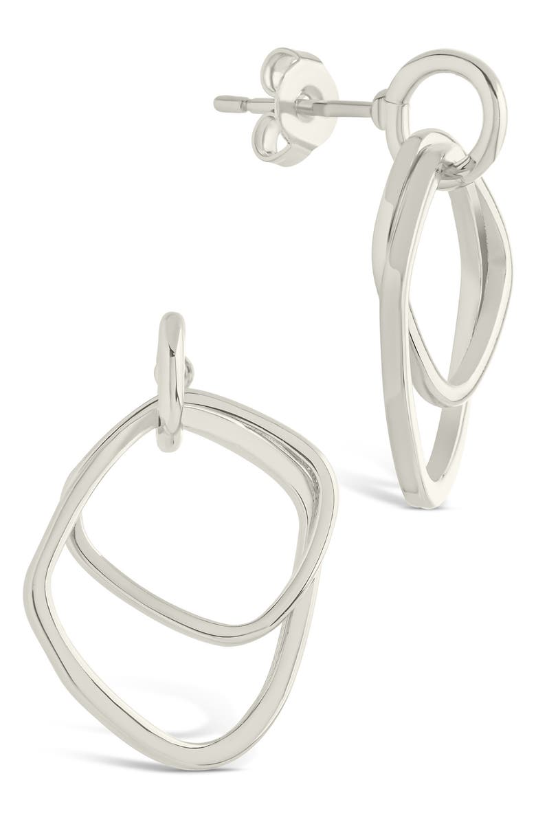 Sterling Forever Arabelle Modern Geometric Drop Earrings, Main, color, Silver