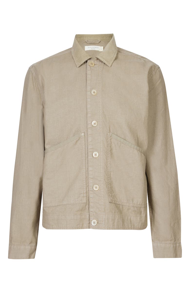 AllSaints Bruc Linen & Cotton Shirt Jacket, Alternate, color, 