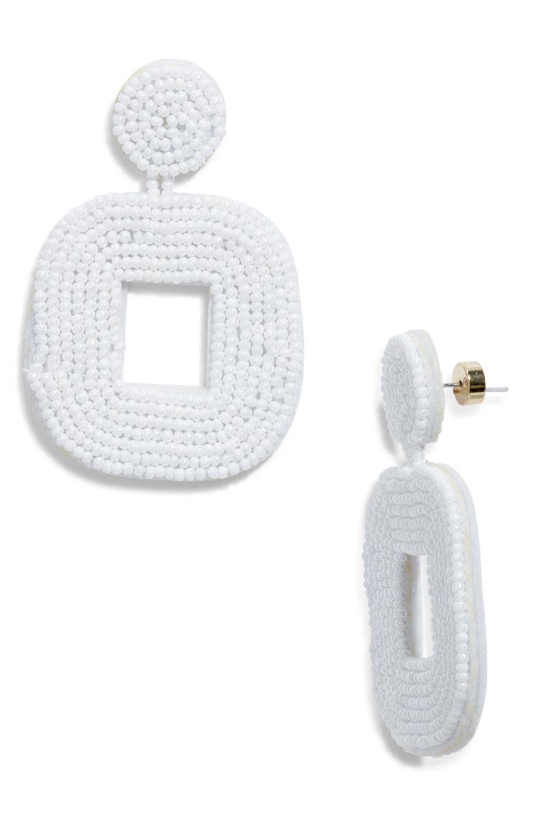 Nordstrom Beaded Square Drop Earrings, Main, color, White