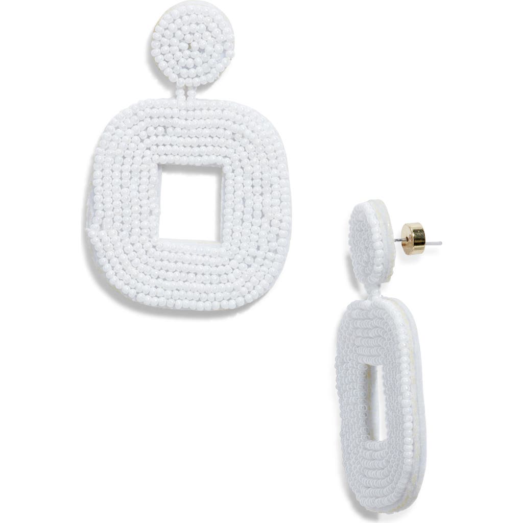 Nordstrom Beaded Square Drop Earrings In White