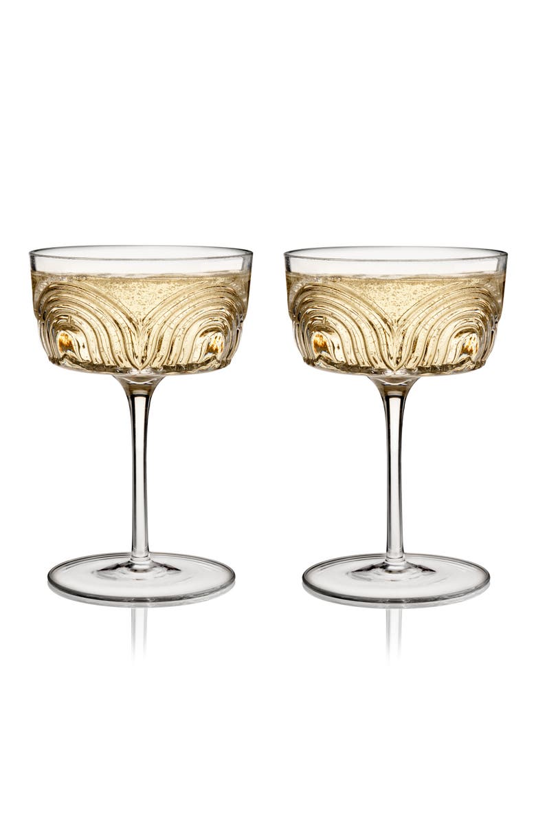 Viski Deco Beau Crystal Coupes Set of 2, Alternate, color, Clear