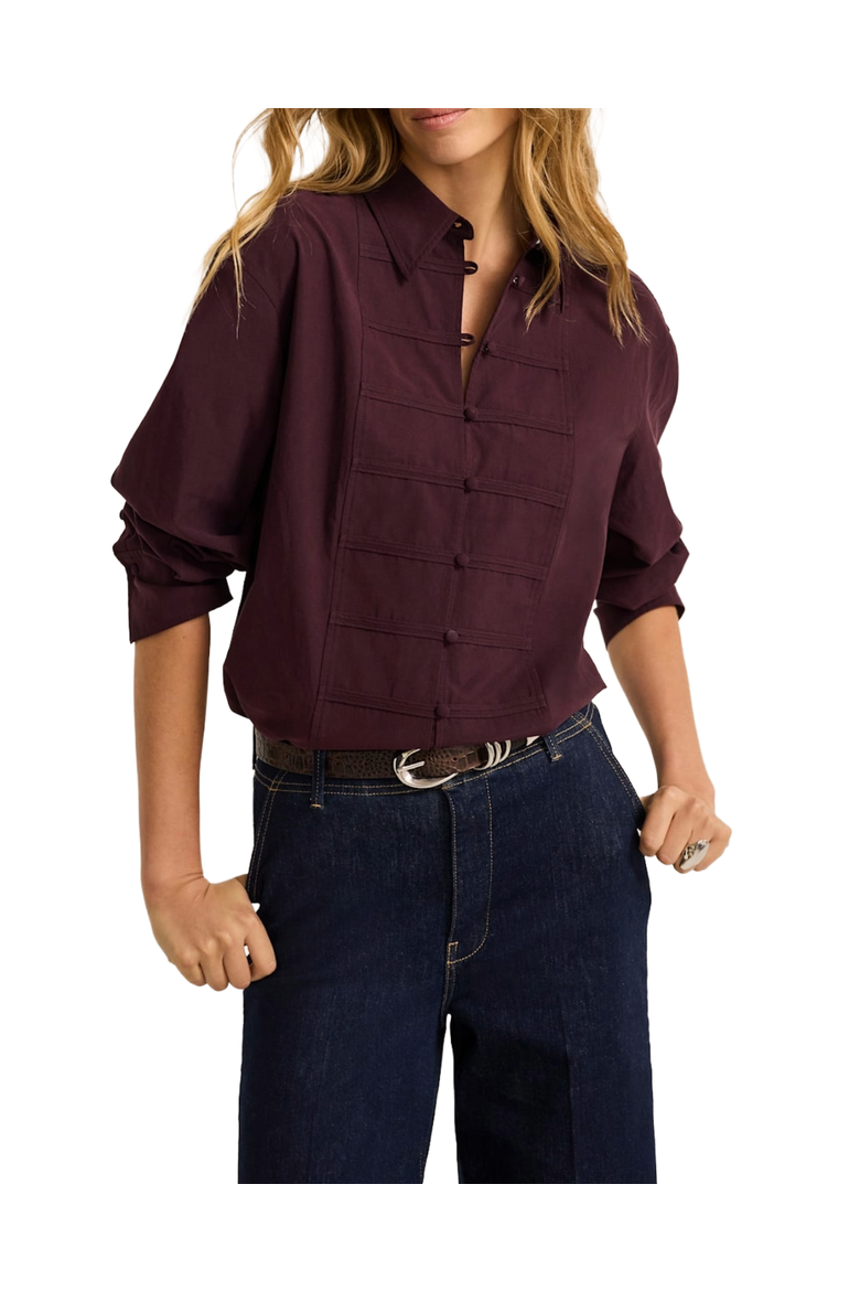 Cotton Blend Knot Button Shirt, Main, color, Burgundy