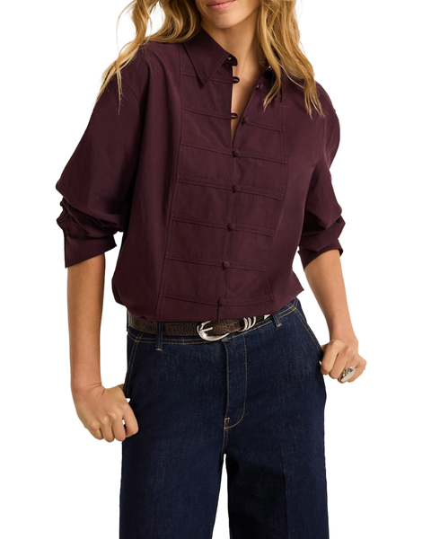 Cotton Blend Knot Button Shirt