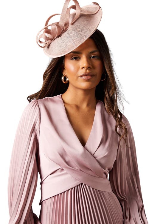 Coast Petite Pleat Skirt Midi Dress In Pink