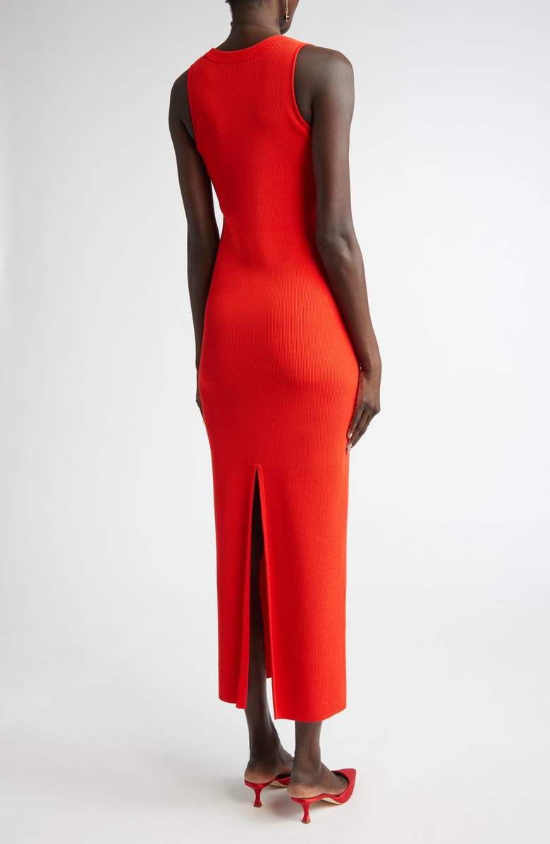 ST. JOHN Scoop Neck Fine Rib Tank Dress, Alternate, color, Geranium