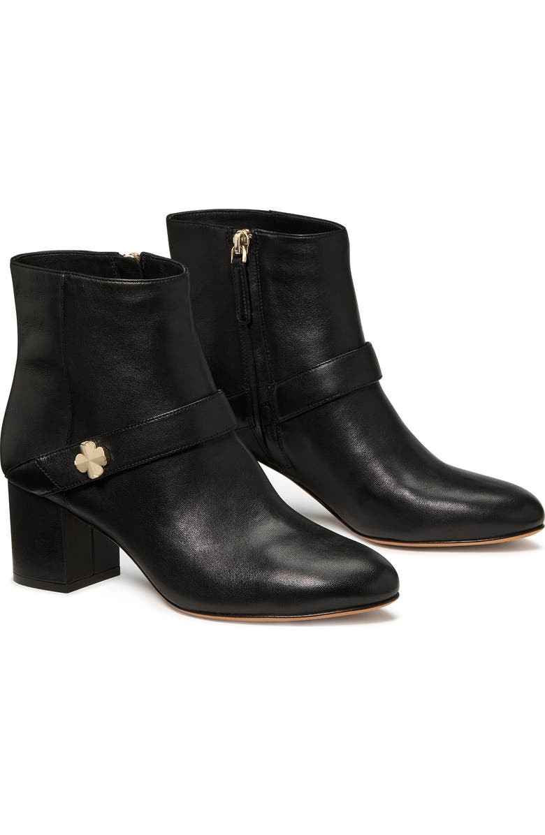 Kate Spade New York spade embellished block heel bootie, Alternate, color, Black