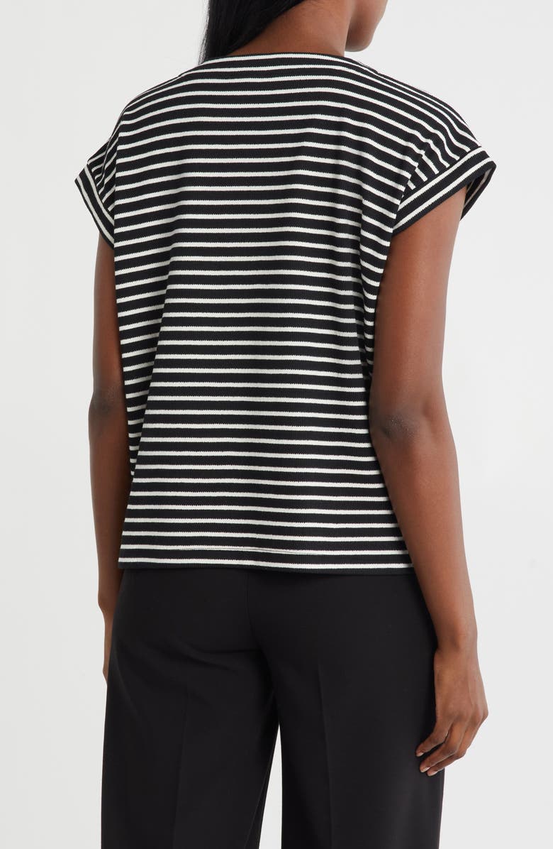 Bobeau V-Neck Short Sleeve Top, Alternate, color, Black/ Ivory