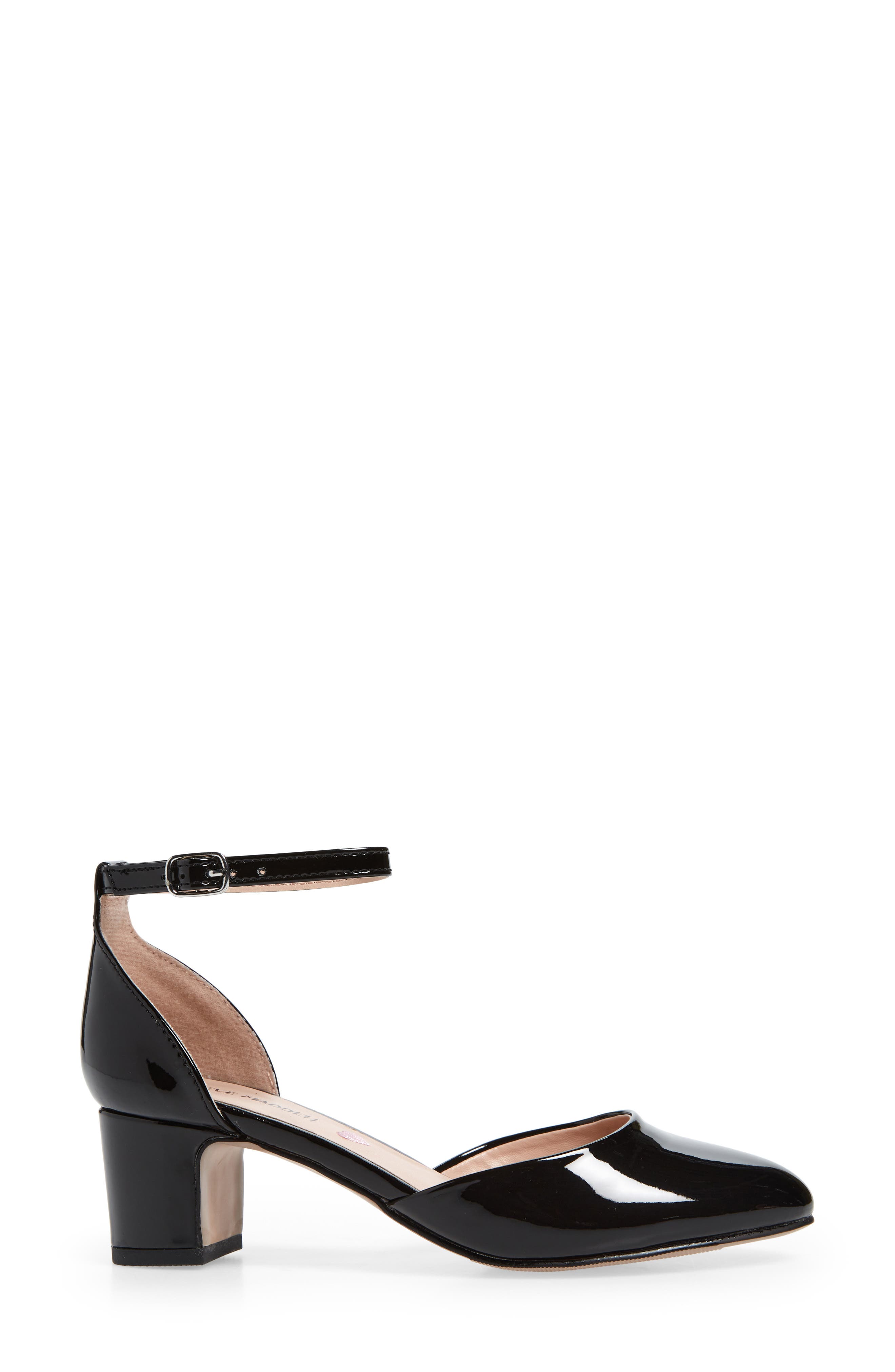 Steve Madden Prettyy Ankle Strap Block Heel Pump, Alternate, color, Blk Patent