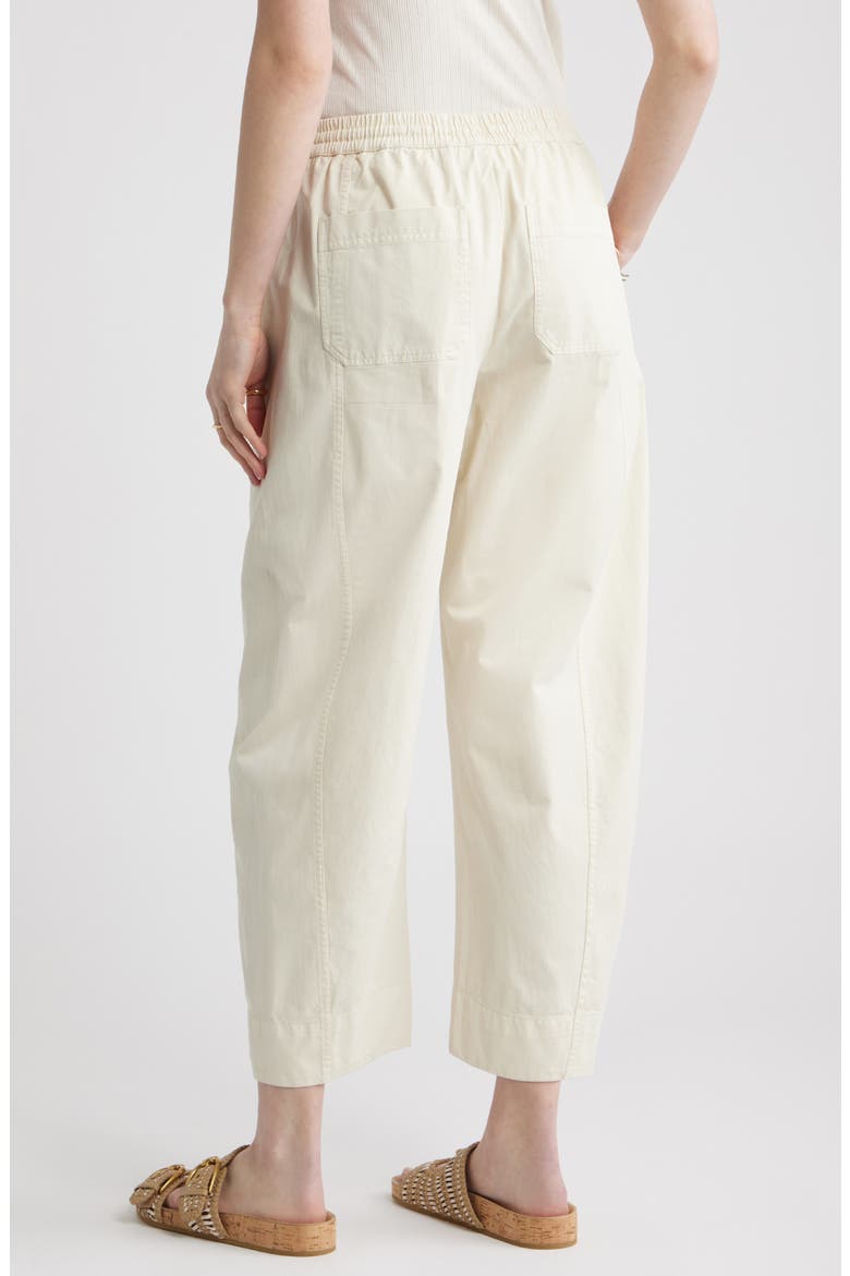 Pull-On Crop Barrel Leg Cotton Pants, Alternate, color, IVORY BIRCH