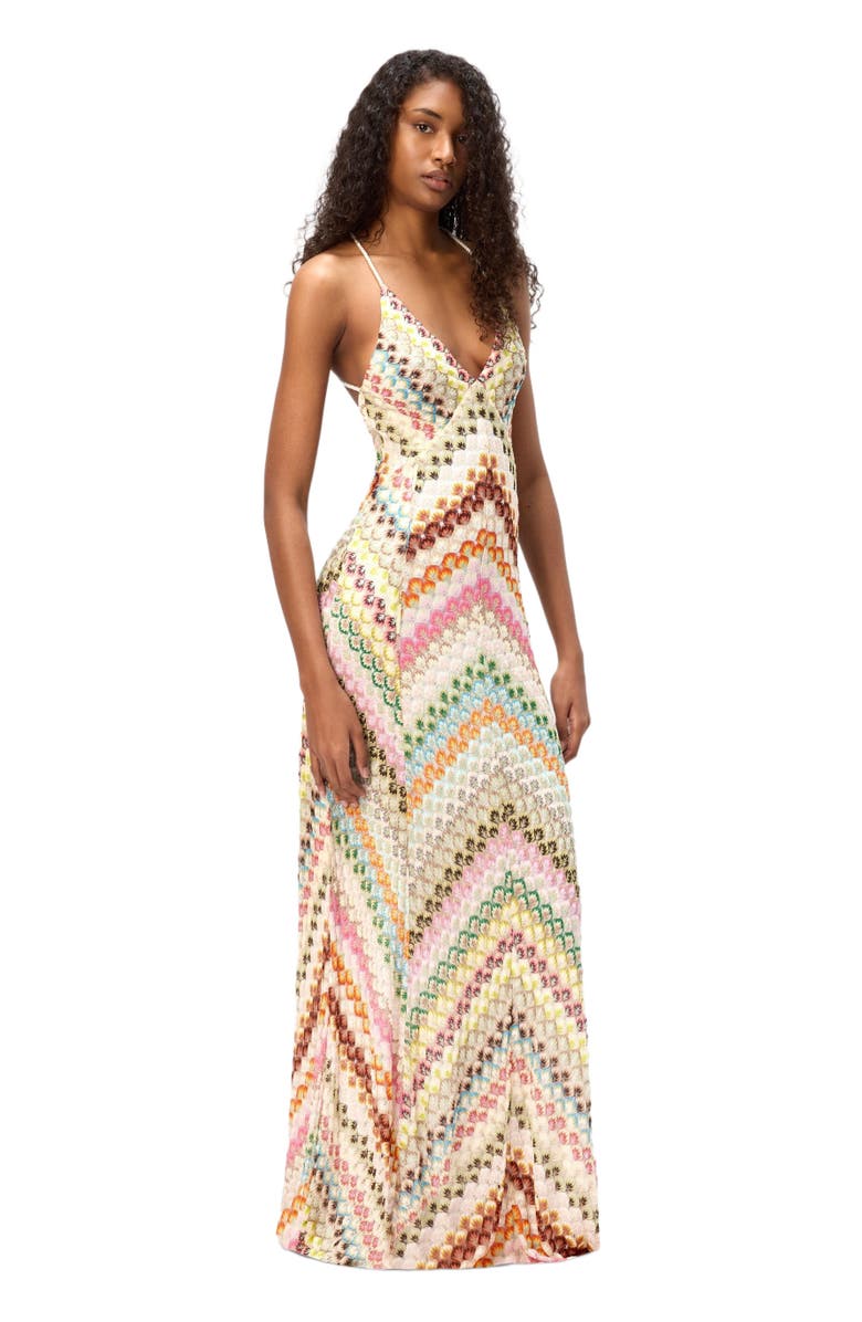 Missoni Long Viscose Dress With V-neck Lace And Zig Zag Pattern, Alternate, color,
