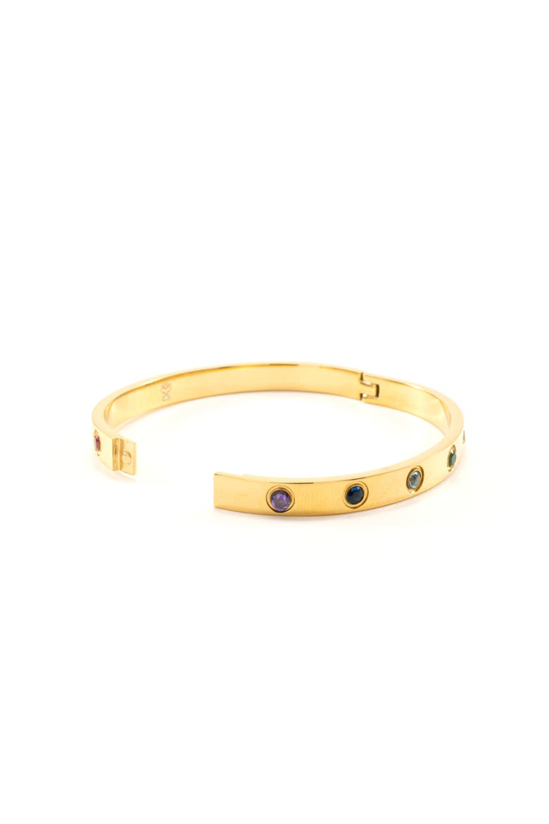 Chakra Healing Stone Bangle 18k Gold finished Stainless Steel, Alternate, color, Gold