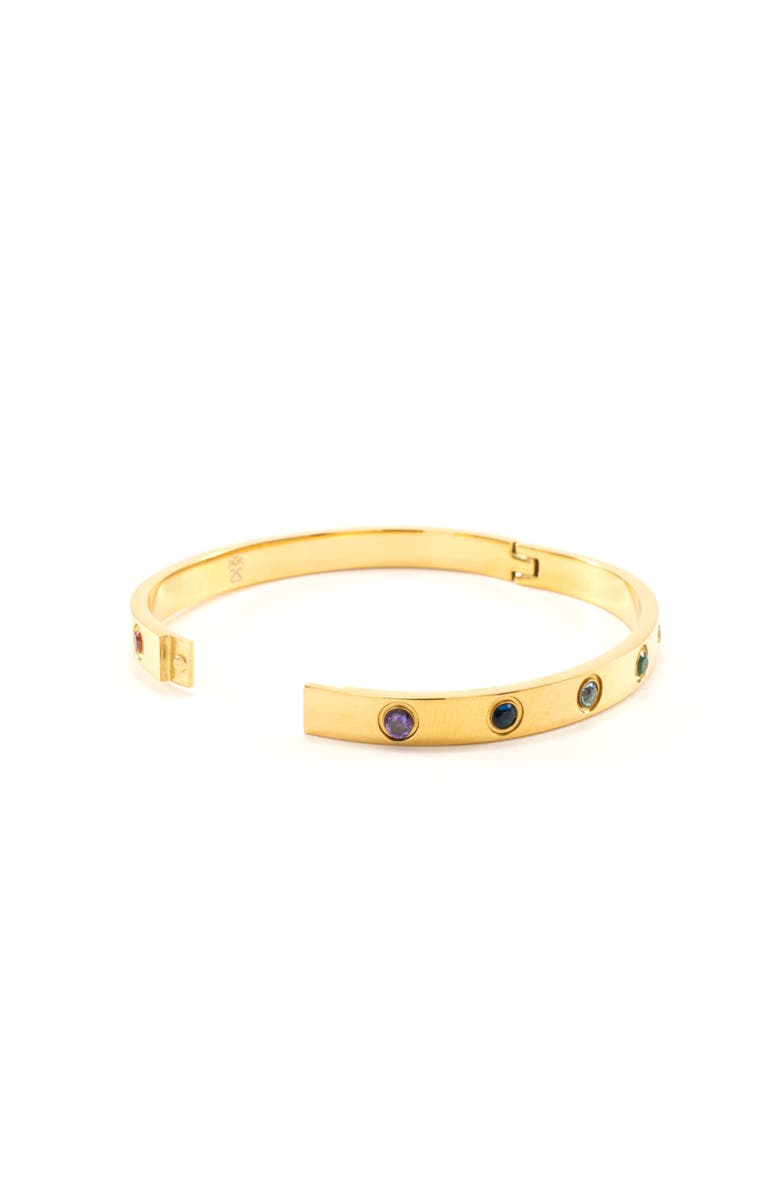 Seven Saints Chakra Healing Stone Bangle 18k Gold finished Stainless Steel, Alternate, color, Gold