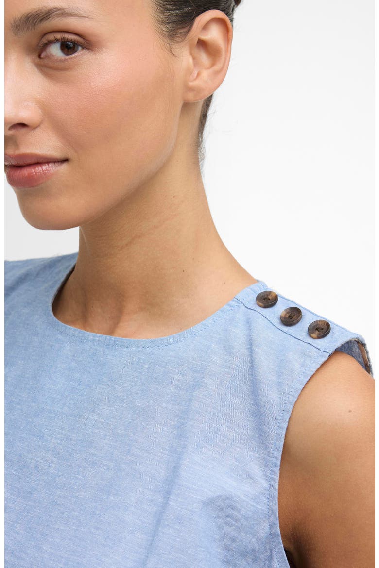 Josie Button Shoulder Linen & Cotton Top, Alternate, color, LIGHT CHAMBRAY