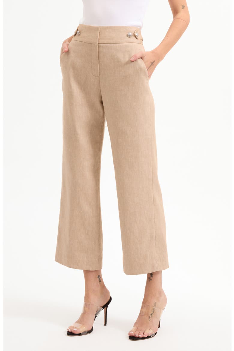 Aubrie Crop Flare Linen Blend Pants, Main, color, KHAKI MELANGE