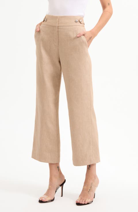 Aubrie Crop Flare Linen Blend Pants
