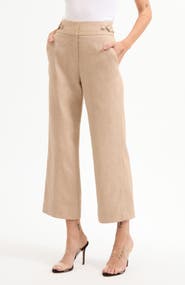 Veronica Beard Aubrie Crop Flare Linen Blend Pants