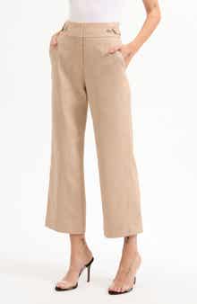Veronica Beard Aubrie Crop Flare Linen Blend Pants