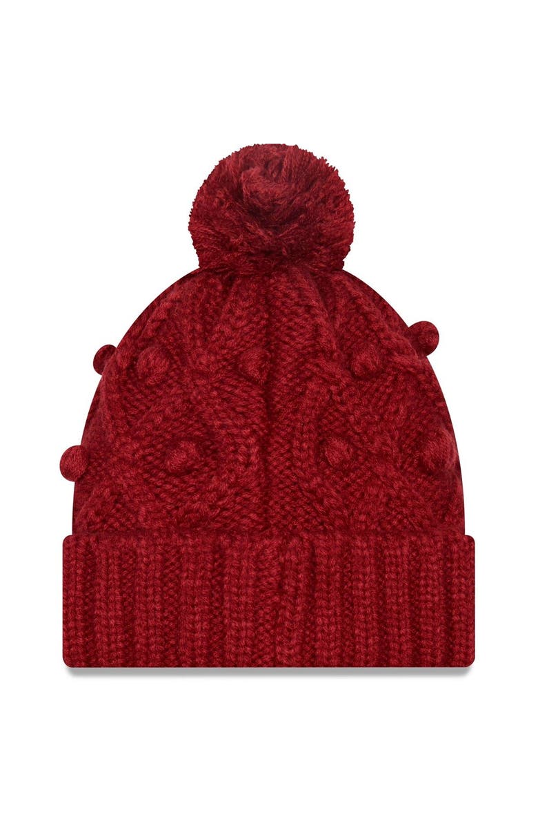 New Era Girls Youth New Era Burgundy Washington Commanders Toasty Cuffed Knit Hat with Pom, Main, color, 