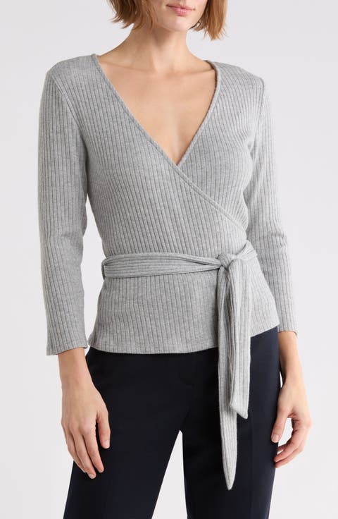 Ribbed Knit Wrap Top