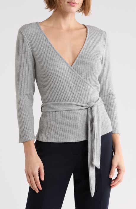 Ribbed Knit Wrap Top