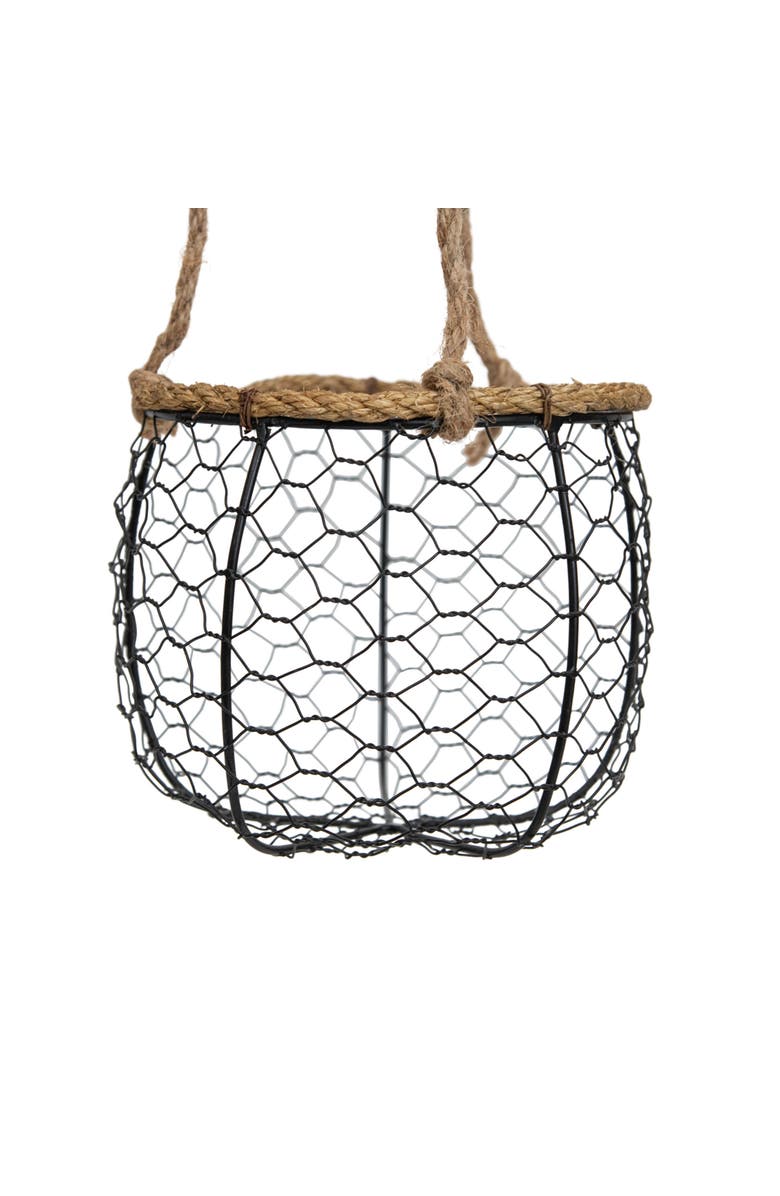 Foreside Home and Garden Hanging Basket Black Metal & Jute Planter, Alternate, color, Black