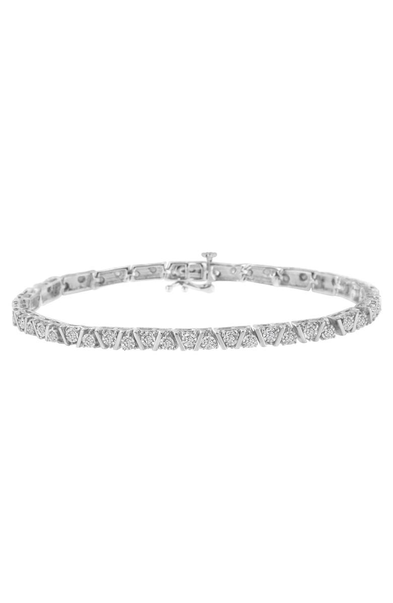 Haus of Brilliance Silver 1.0 cttw Miracle-Set Diamond Tennis Bracelet, Main, color, White