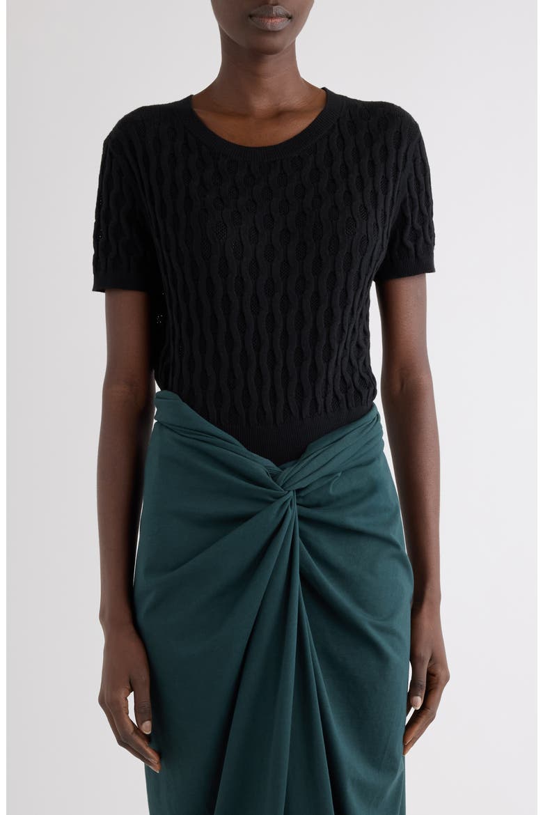Target Short Sleeve Merino Wool Sweater, Main, color, BLACK