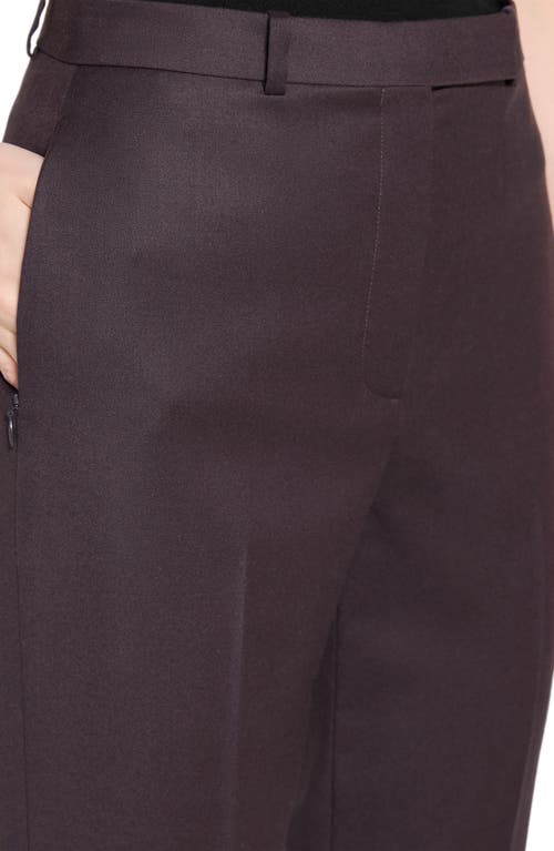 Theory High Waist Taper Leg Virgin Wool Pants In Brown