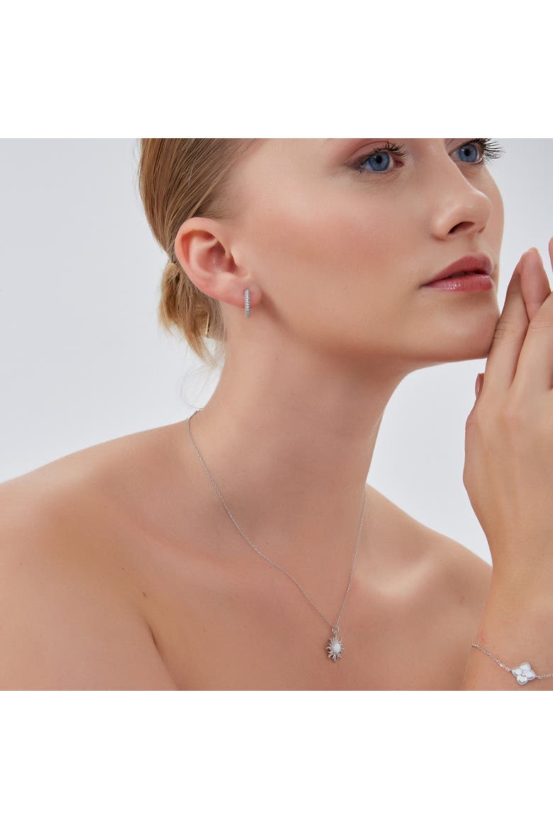 White Opal Sun & Sunburst Necklace in Sterling Silver, Alternate, color, Silver