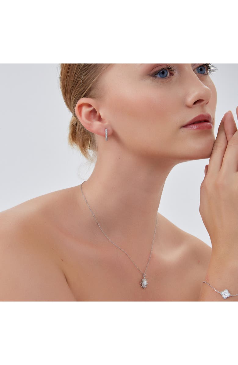 Spero London White Opal Sun & Sunburst Necklace in Sterling Silver, Alternate, color, Silver