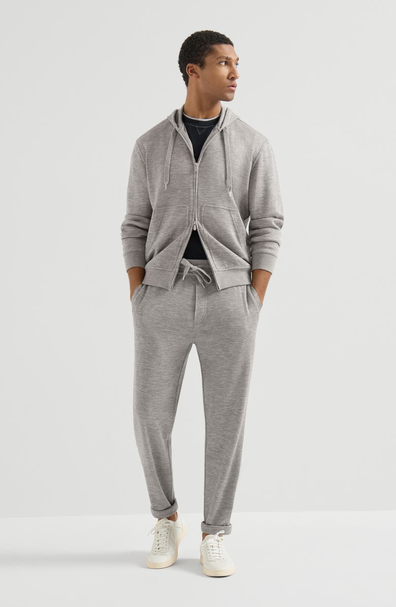 Brunello Cucinelli Cashmere and silk French terry trousers, Alternate, color, Grey