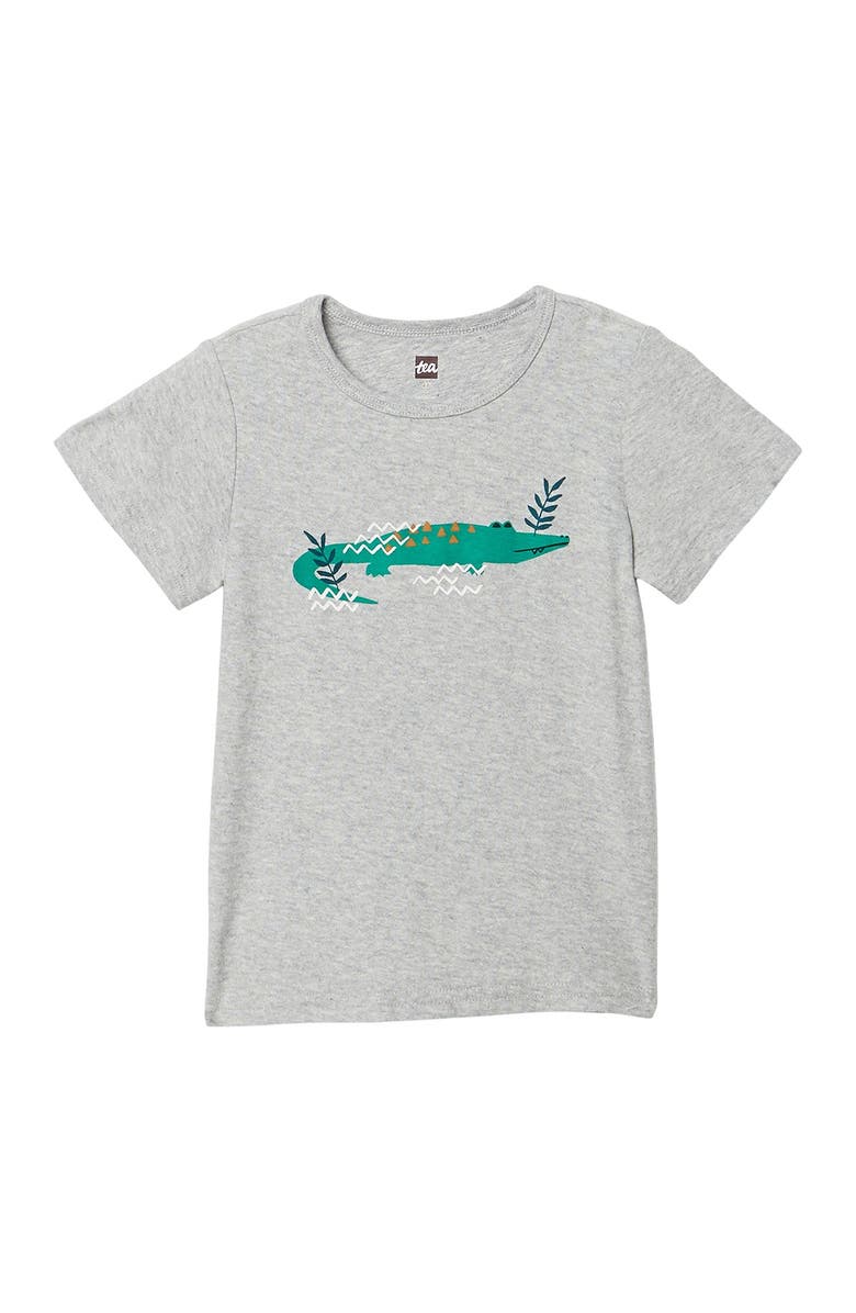 Tea Collection Curious Crocodile Print T-Shirt, Main, color, 