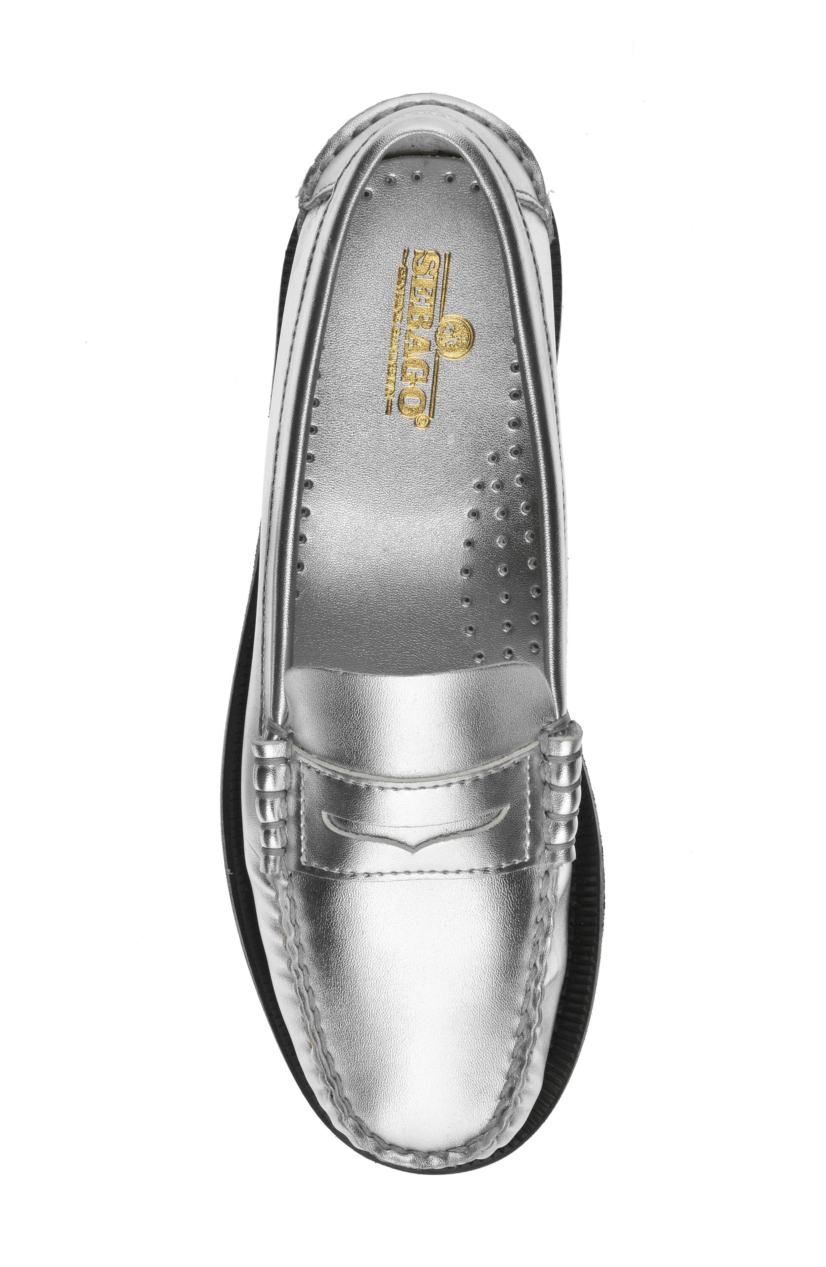 Dan Metallic Penny Loafer, Alternate, color, SILVER