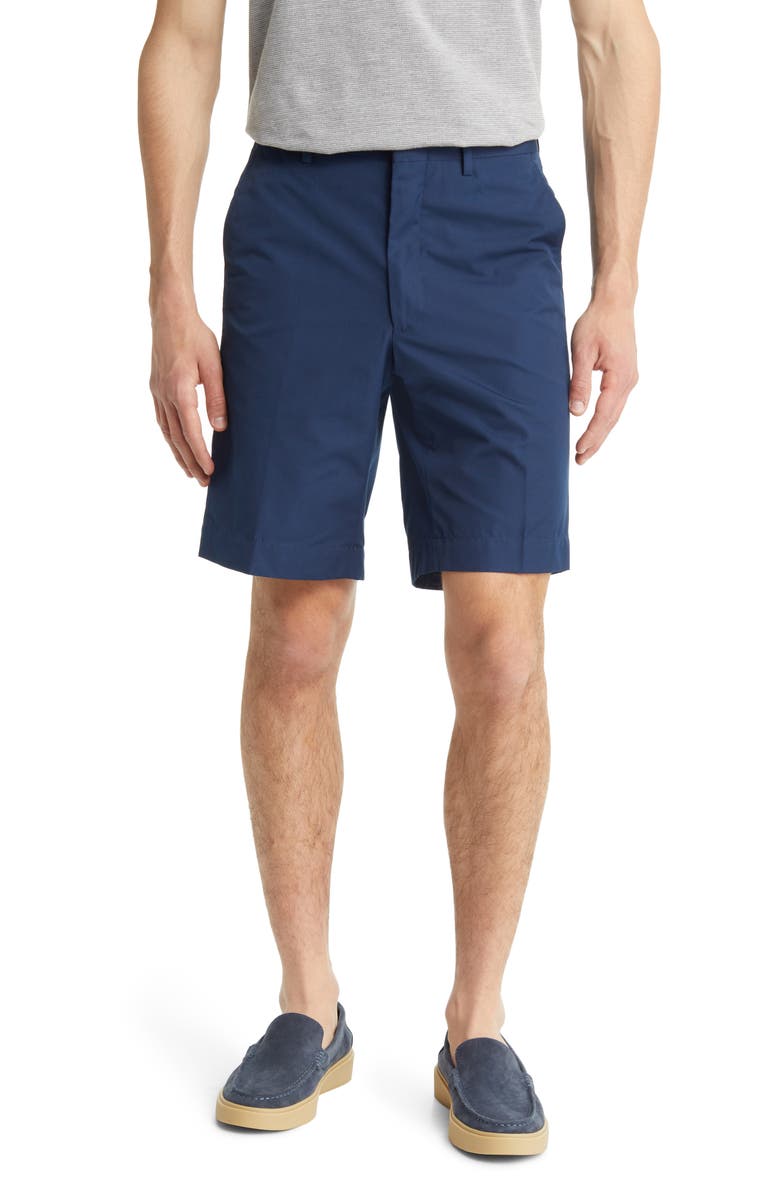 Berle Prime Poplin Flat Front Shorts, Main, color, Navy