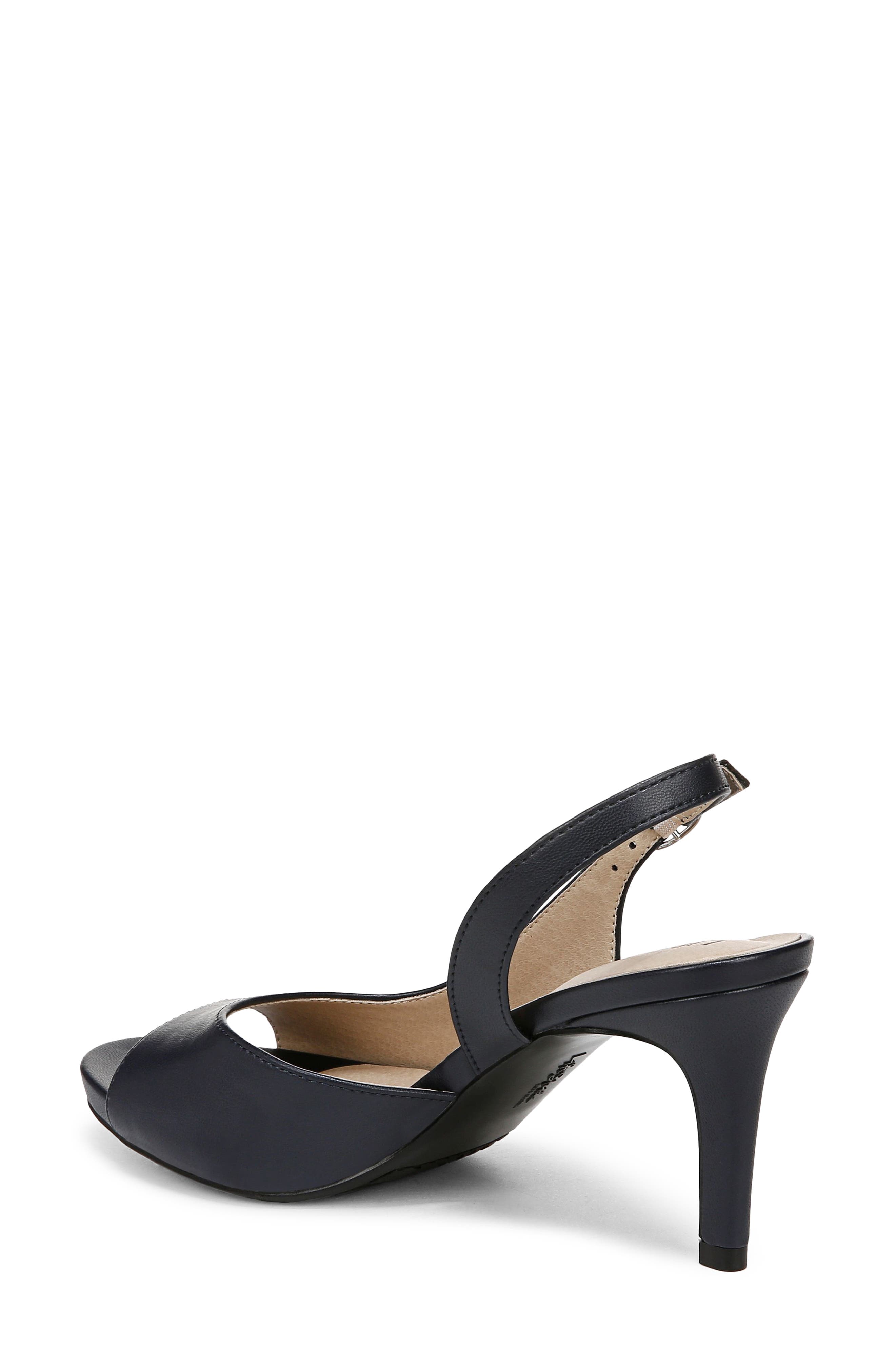 Teller Slingback Peep Toe Pump - Wide Width Available, Alternate, color, NAVY