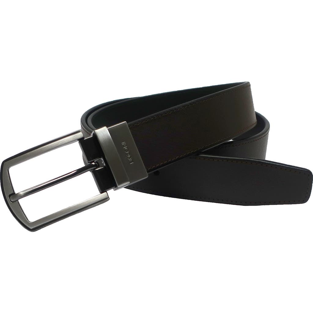 Boconi Reversible Stitched Leather Belt In Brown To Black