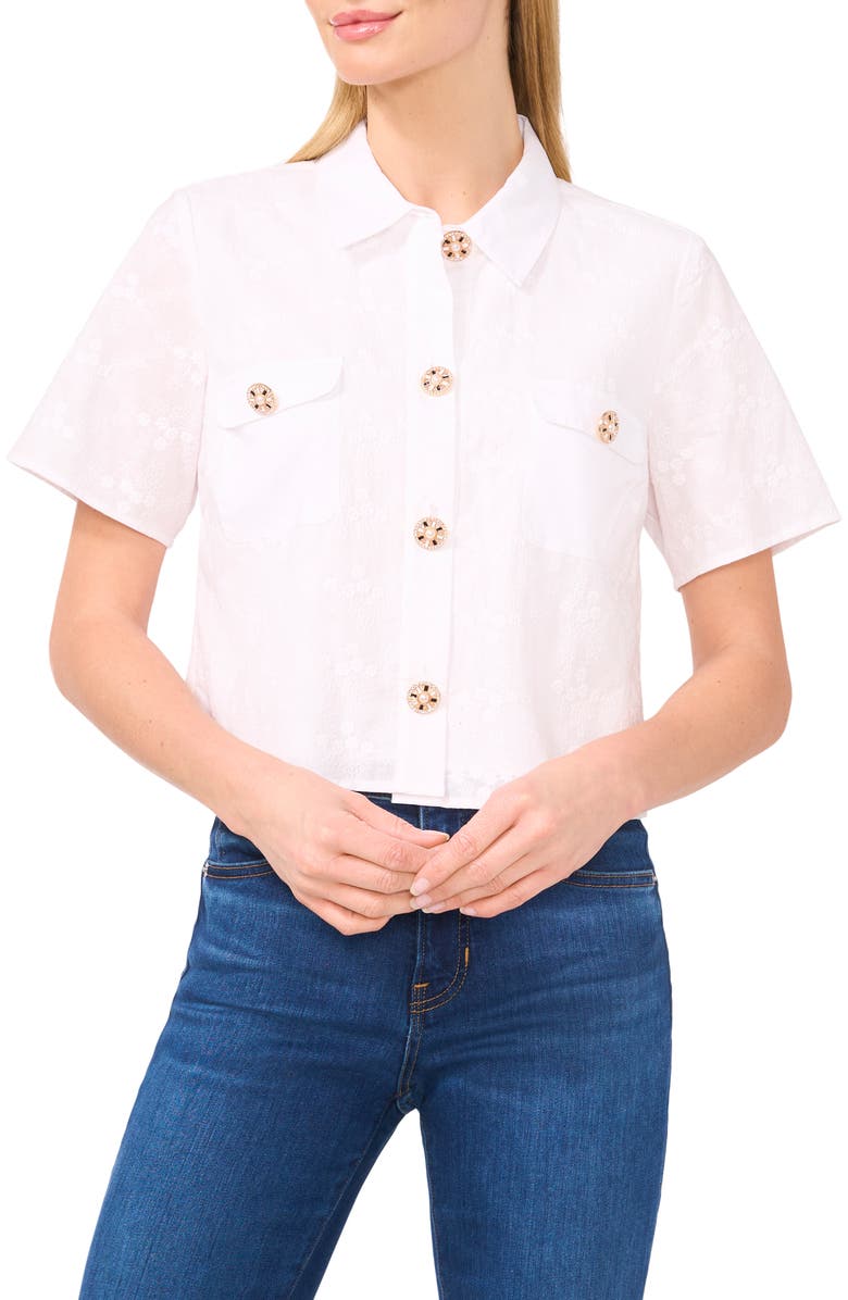 CeCe Beaded Button-Up Shirt, Main, color, 