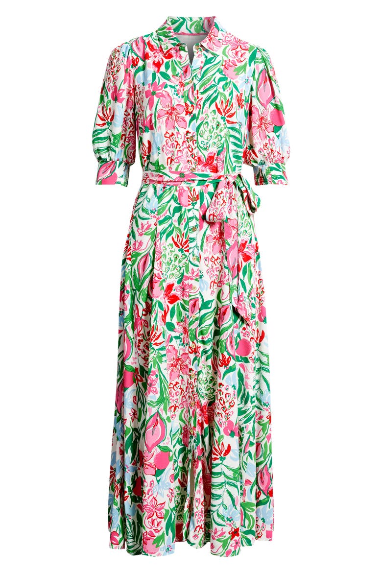Larkyn Midi Shirtdress, Alternate, color, MULTI GLOWING GARDENS