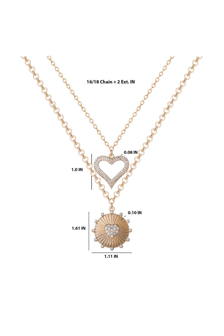 Gold-Tone Heart Necklace with Crystal Accents, Alternate, color, Gold/Silver
