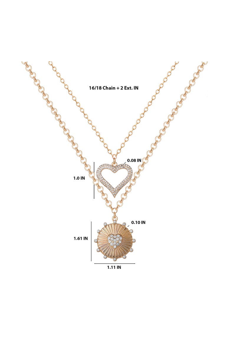 Jessica Simpson Gold-Tone Heart Necklace with Crystal Accents, Alternate, color, Gold/Silver