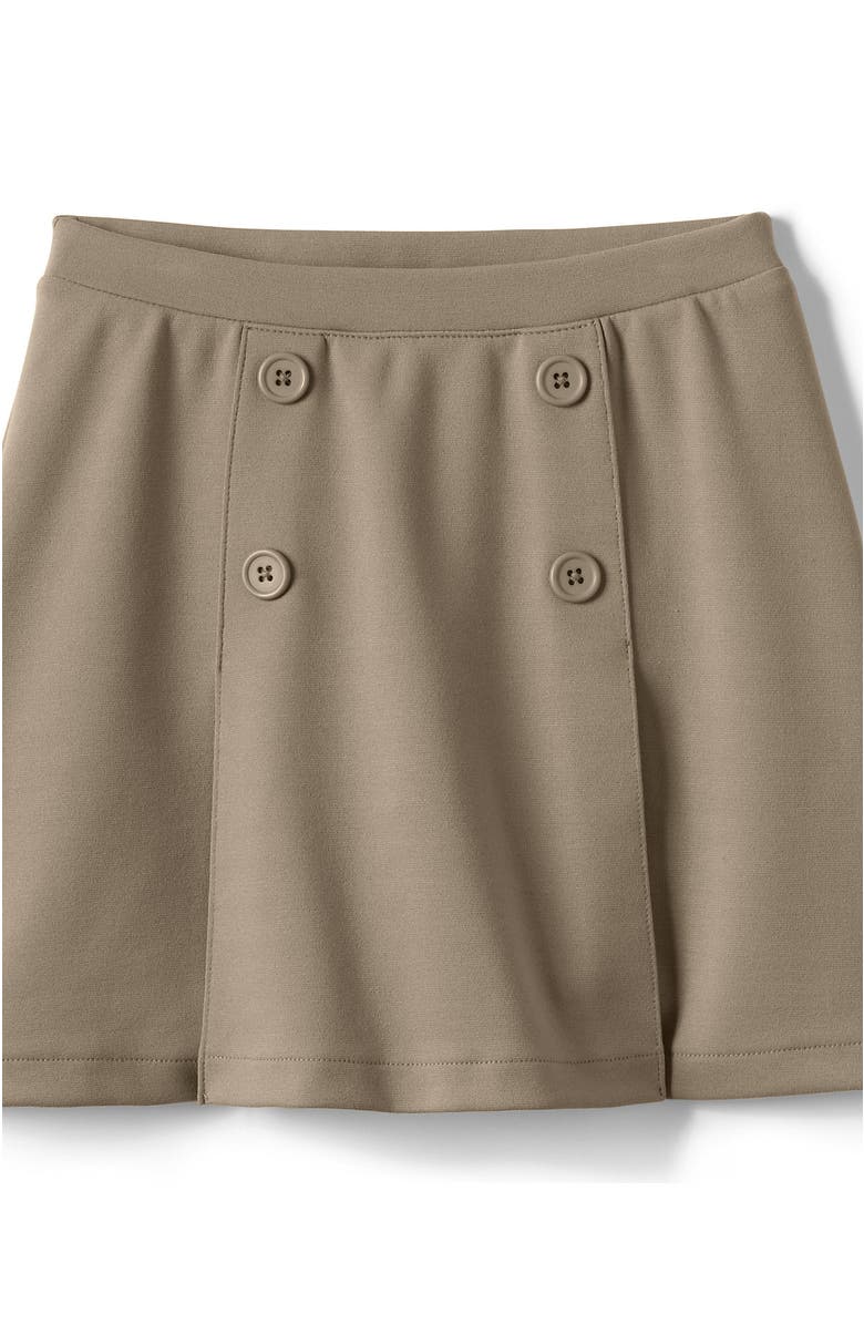 Lands' End School Uniform Girls Ponte Button Front Skort, Alternate, color, Khaki