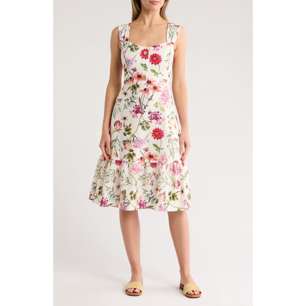 ELIZA J ELIZA J FLORAL PRINT MIDI DRESS