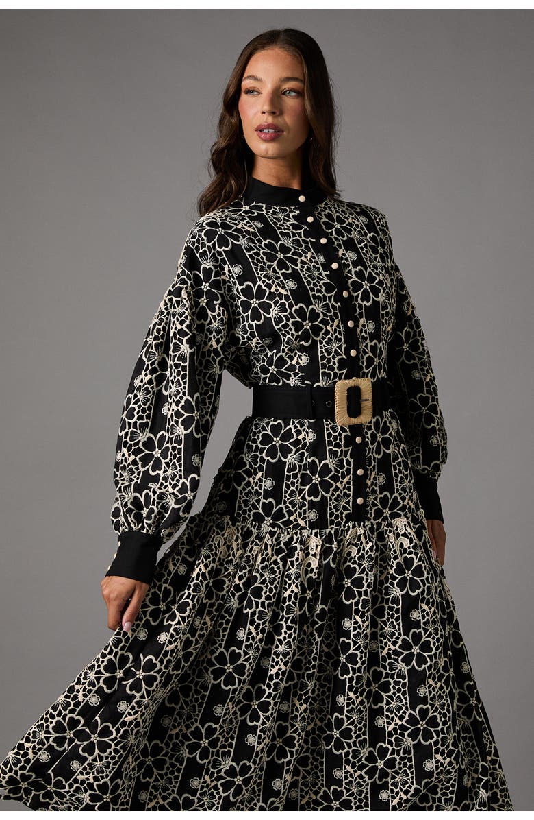 Coast Long Sleeve Belted Shirt Dress, Alternate, color, Black