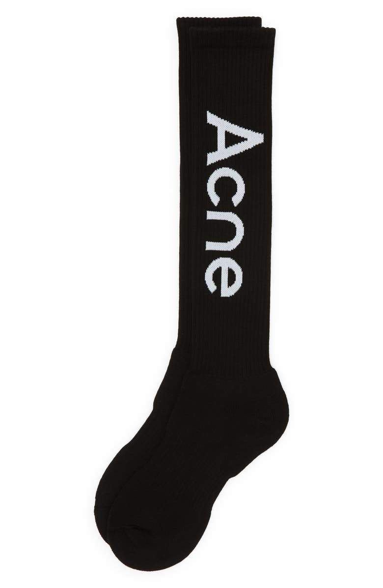 Acne Studios Logo Rib Socks, Alternate, color,