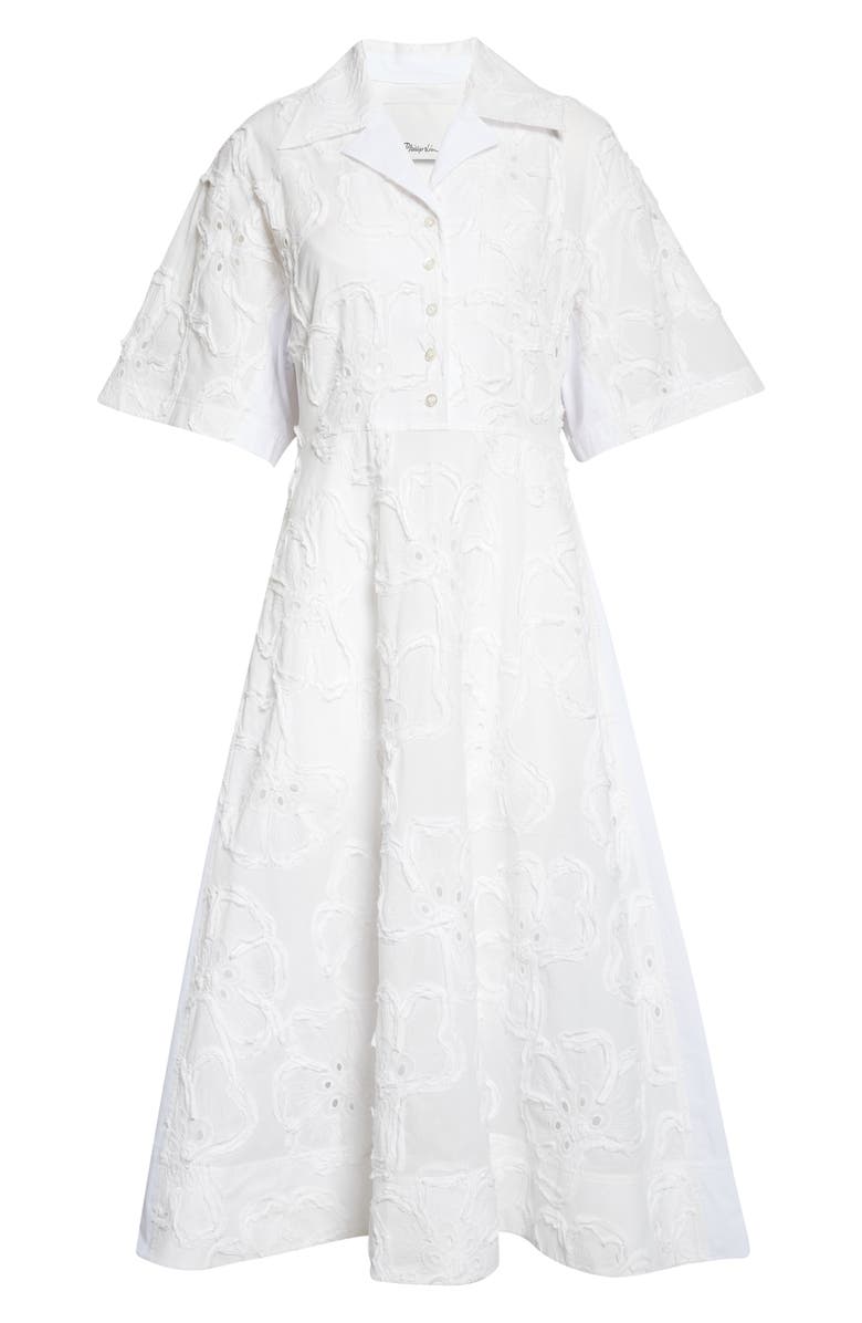 3.1 Phillip Lim Floral Appliqué Midi Shirtdress, Alternate, color, White