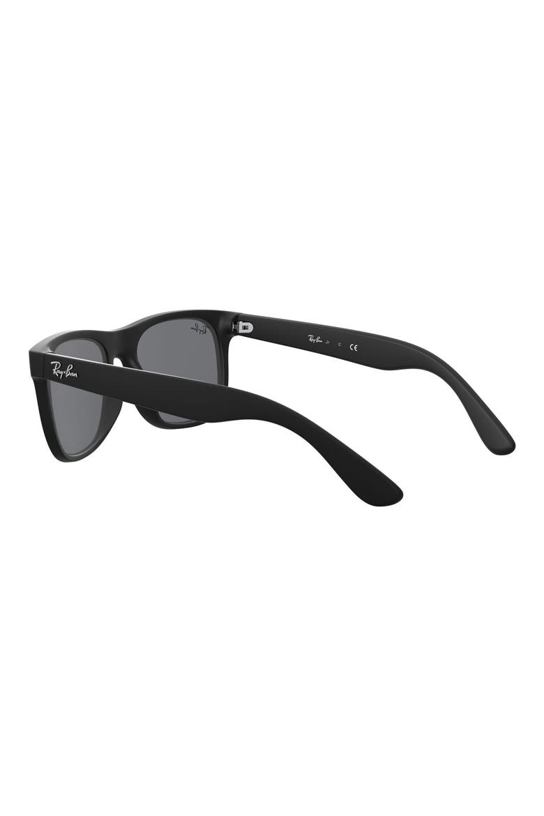 Junior 48mm Mirrored Square Sunglasses, Alternate, color, RUBBER BLACK/ BLUE MIRROR